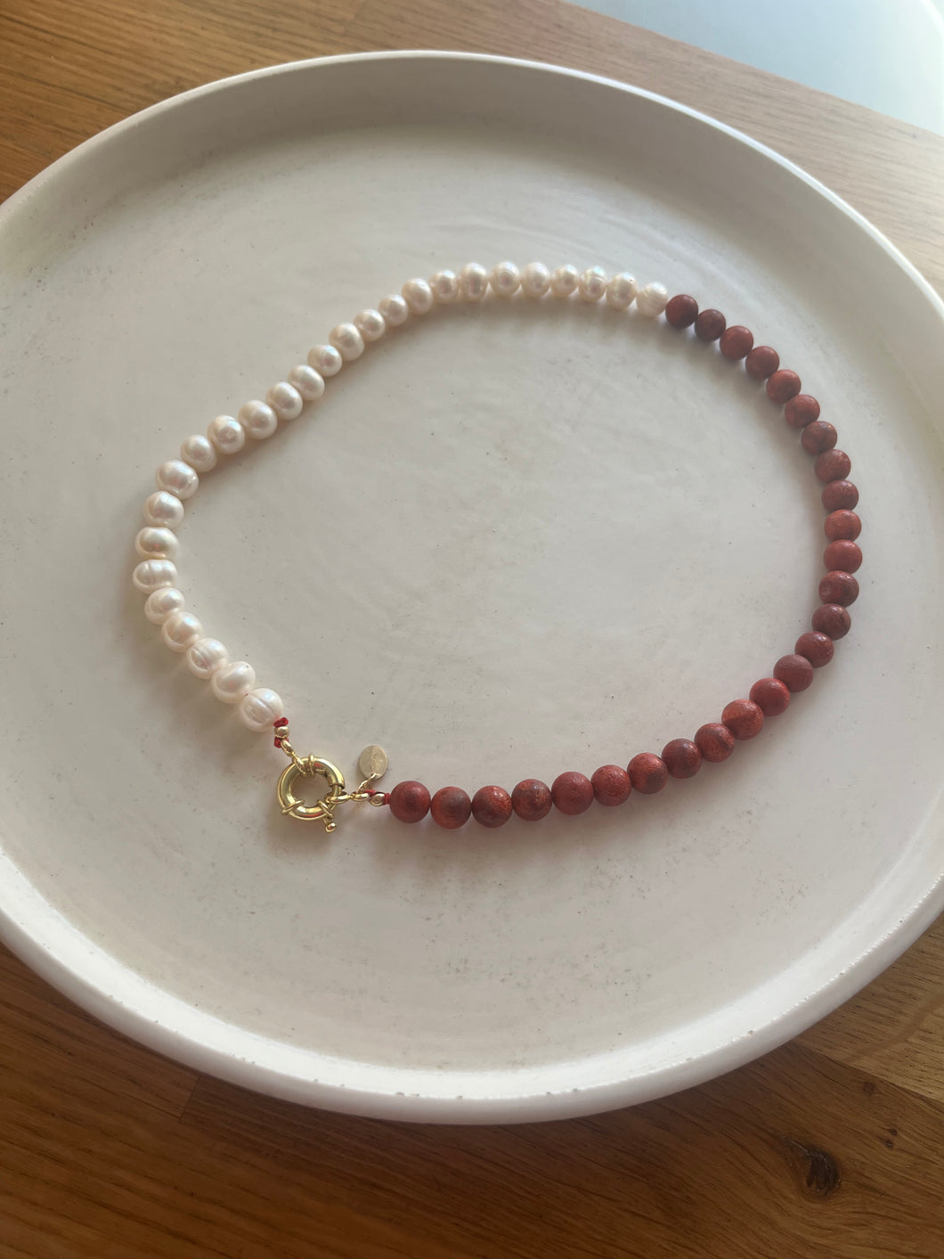 Ariel red coral/pearl necklace