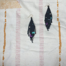 Load image into Gallery viewer, Japanese woven black earrings
