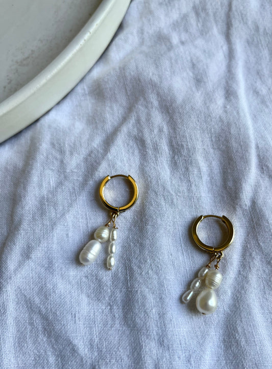 Double drop pearl hoop