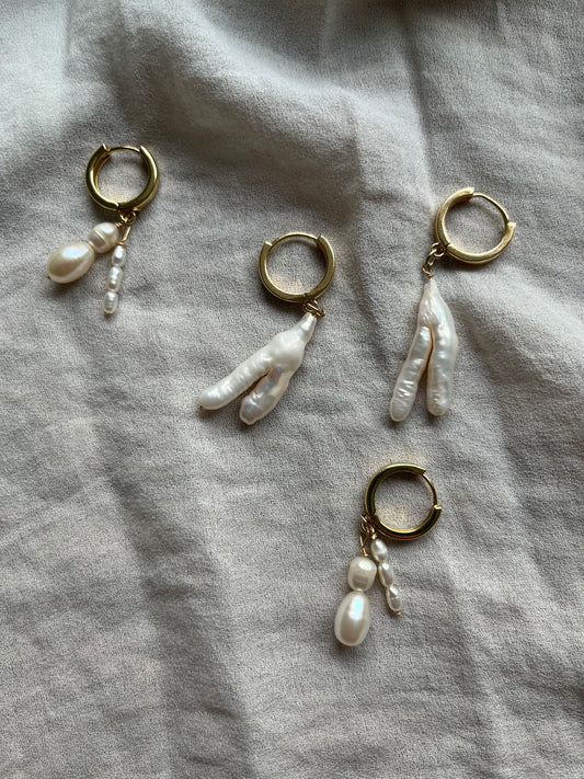 Double drop pearl hoop